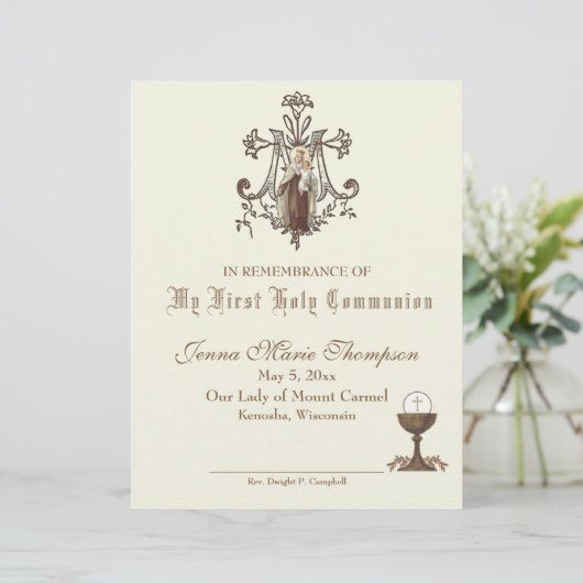 Herdenkingscertificaat katholieke Heilige Communie (Staand voorkant)