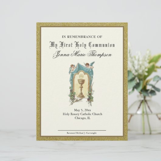 Herdenkingscertificaat katholieke Heilige Communie (Staand voorkant)