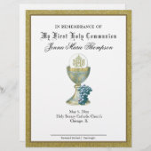 Herdenkingscertificaat katholieke Heilige Communie (Voorkant / Achterkant)