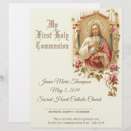 Herdenkingscertificaat katholieke Heilige Communie (Voorkant / Achterkant)