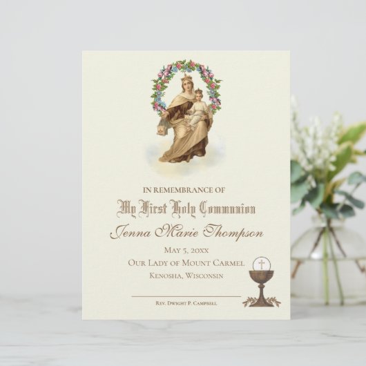Herdenkingscertificaat katholieke Heilige Communie (Staand voorkant)