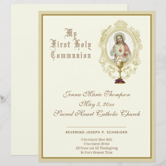 Herdenkingscertificaat katholieke Heilige Communie (Voorkant / Achterkant)
