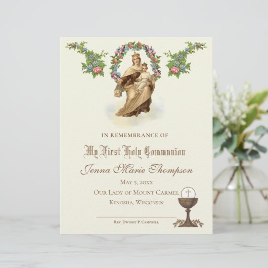 Herdenkingscertificaat katholieke Heilige Communie (Staand voorkant)