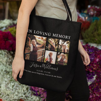 Herdenkingscollage met foto's in liefdevolle herin tote bag