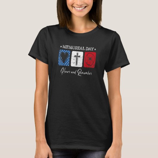 Herdenkingsdag 2022 Veteranendag VS-vlag Rode Popp T-shirt (Voorkant)