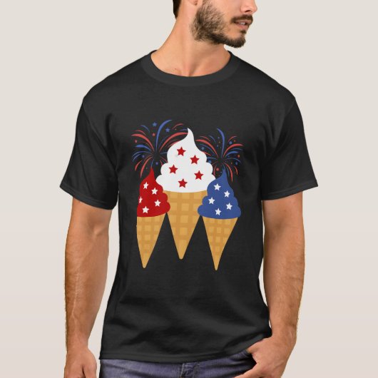 Herdenkingsdag 4 juli patriottische ijsjes t-shirt (Voorkant)