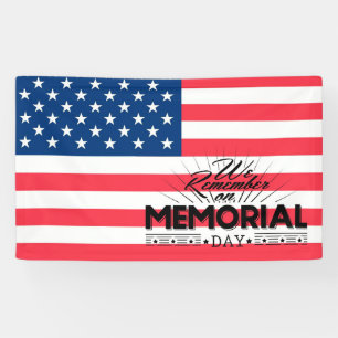 Herdenkingsdag Amerikaanse vlag en typografie Spandoek