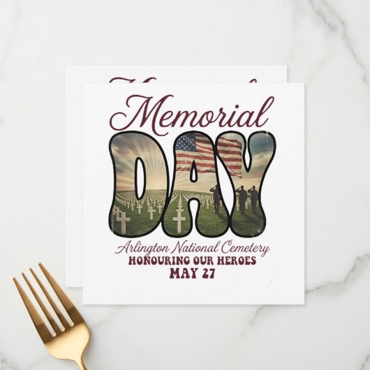 Herdenkingsdag Arlington National Cemetery Menu (Voorkant / Achterkant in situ)
