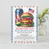 Herdenkingsdag BBQ-uitnodiging – Patriottische ach Kaart (Staand voorkant)