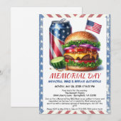 Herdenkingsdag BBQ-uitnodiging – Patriottische ach Kaart (Voorkant / Achterkant)