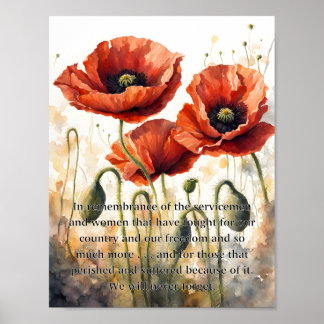 Herdenkingsdag en Veteranen Dag Klaproos Poster