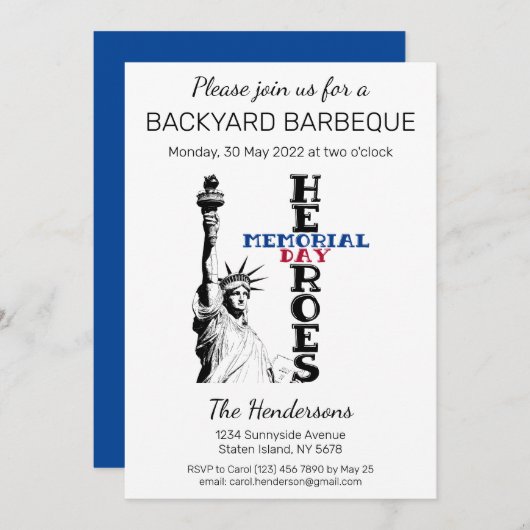 Herdenkingsdag helden Uitnodiging (Voorkant / Achterkant)