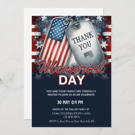 Herdenkingsdag juli patriottisch kaart (Voorkant / Achterkant)