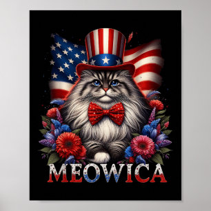 Herdenkingsdag Kat 4 juli Vlag van de VS Mannen Vr Poster