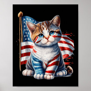 Herdenkingsdag Kat 4 juli Vlag van de VS Mannen Vr Poster