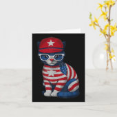 Herdenkingsdag Kat, Gelukkig 4 juli Patriottisch U Kaart (Gele Bloem)