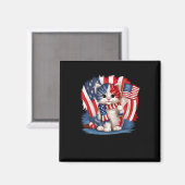 Herdenkingsdag Kat Grappig Kitten 4 juli Patrioti Magneet (Voorkant / Achterkant)