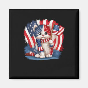 Herdenkingsdag Kat Grappig Kitten 4 juli Patrioti Magneet