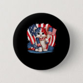 Herdenkingsdag Kat Grappig Kitten 4 juli Patrioti Ronde Button 5,7 Cm (Voorkant)