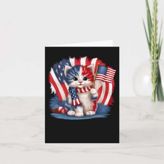 Herdenkingsdag Kat Grappige Kitten 4 juli Patriott Kaart (Voorkant)