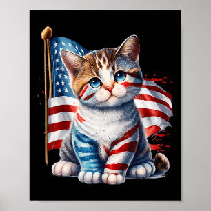 Herdenkingsdag Kat Grappige Kitten 4 juli Patriott Poster