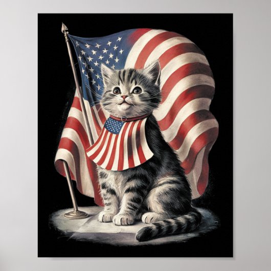 Herdenkingsdag Kat Grappige Kitten 4 juli Patriott Poster (Voorkant)