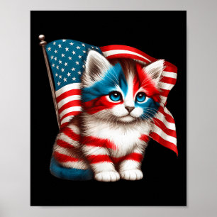Herdenkingsdag Kat Grappige Kitten 4e Juli Amerika Poster