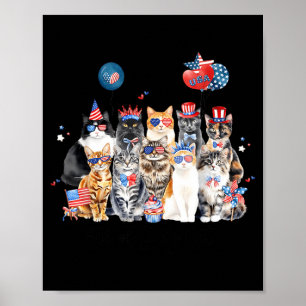Herdenkingsdag Onafhankelijkheid VS Vlag Mooie Kat Poster