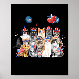 Herdenkingsdag Onafhankelijkheid VS Vlag Mooie Kat Poster