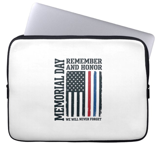 Herdenkingsdag Onthoud En Eer Tribut Vector Des Laptop Sleeve (Voorkant)