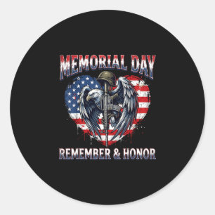 Herdenkingsdag onthoud en eren patriottische adela ronde sticker