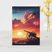 Herdenkingsdag oorlogskanon en Amerikaanse vlag Kaart (Gele Bloem)