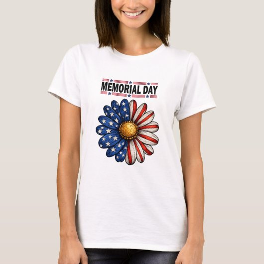 Herdenkingsdag Patriottische Bloem T-shirt (Voorkant)