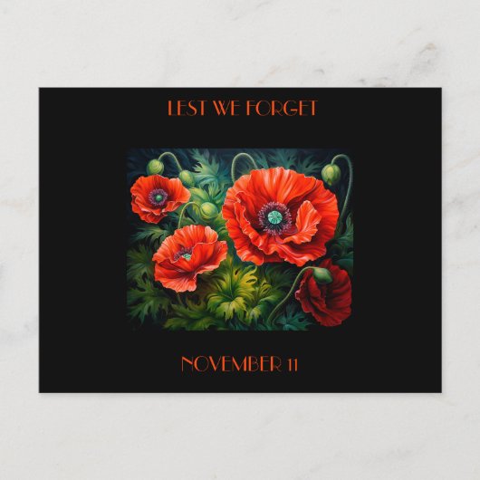 Herdenkingsdag Poppies. bewerkbaar Briefkaart (Voorkant)