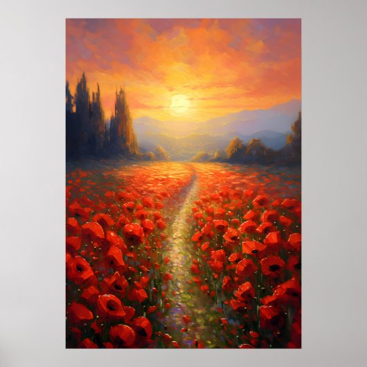 Herdenkingsdag - Poppy Field met Poppy Flowers Poster (Voorkant)