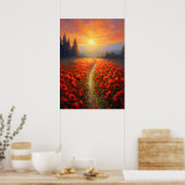 Herdenkingsdag - Poppy Field met Poppy Flowers Poster (Keuken)