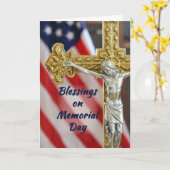 Herdenkingsdag Religieus patriottisch kruis en vla Kaart (Gele Bloem)