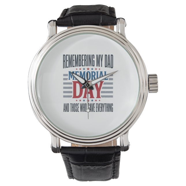 Herdenkingsdag Vader Tribut Patriottisch Horloge (Voorkant)