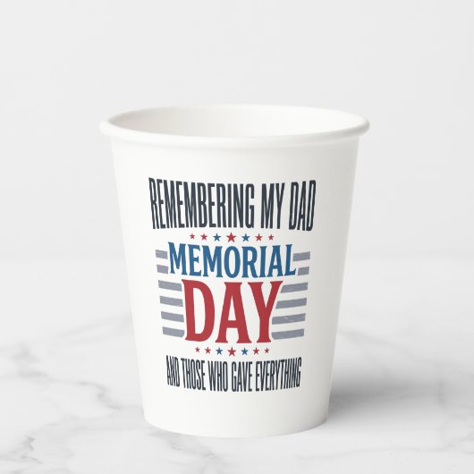 Herdenkingsdag Vader Tribut Patriottisch Papieren Bekers (Voorkant)