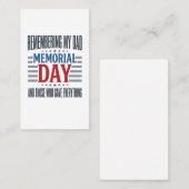 Herdenkingsdag Vader Tribut Patriottisch Visitekaartje (Voorkant / Achterkant)