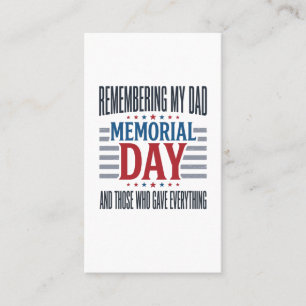 Herdenkingsdag Vader Tributebetoon Patriottisch Visitekaartje