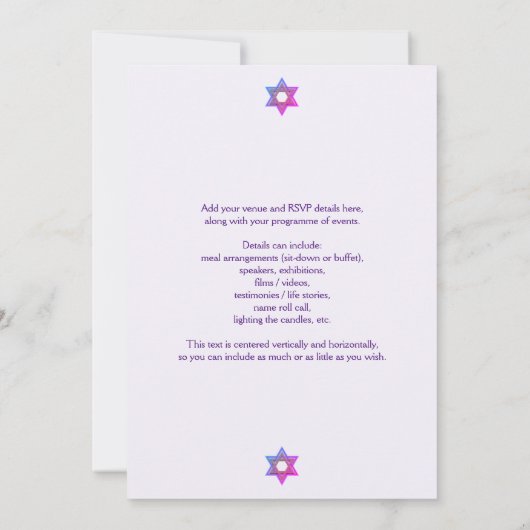 Herdenkingsdag van de holocaust kaart (Achterkant)