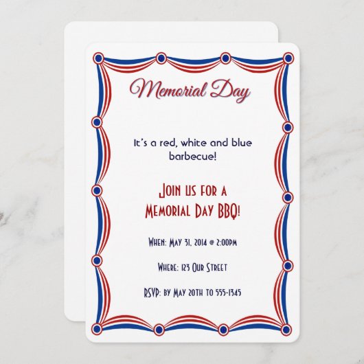 Herdenkingsdag van de Rode Witte en Blauwe Bunting Kaart (Voorkant / Achterkant)