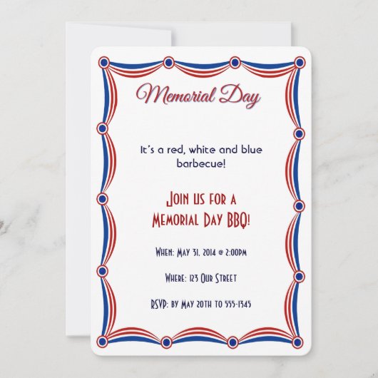 Herdenkingsdag van de Rode Witte en Blauwe Bunting Kaart (Voorkant)