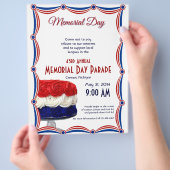 Herdenkingsdag van de rode witte en blauwe kake flyer (Hand)