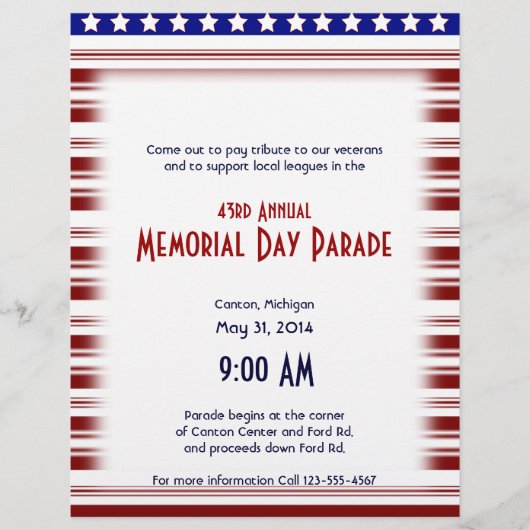 Herdenkingsdag van de rode witte en blauwe kandyst flyer (Voorkant)