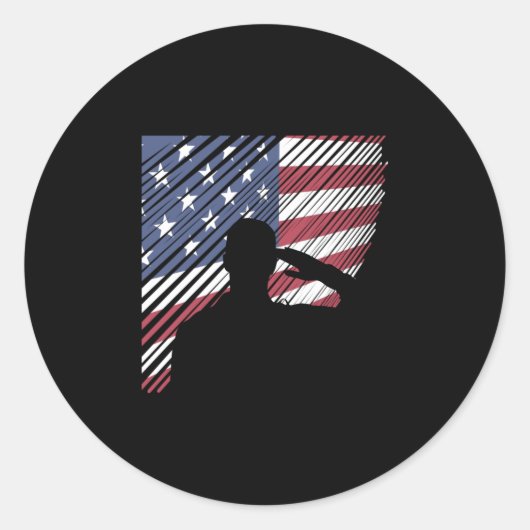 Herdenkingsdag veteranen Dag Amerikaanse vlagsolda Ronde Sticker (Voorkant)