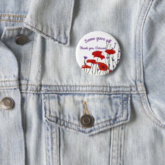 Herdenkingsdag, Veteranendag Rode Poppies Ronde Button 5,7 Cm (In situ)