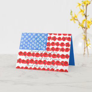 Herdenkingsdag Vlag Klaprozen God Zegen USA Kaart