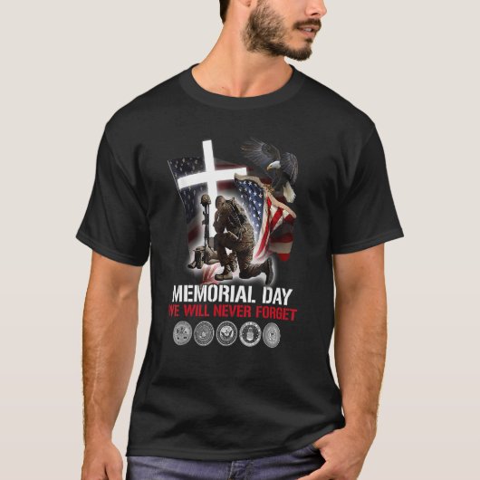 Herdenkingsdag We zullen Veteraan 1 nooit vergeten T-shirt (Voorkant)